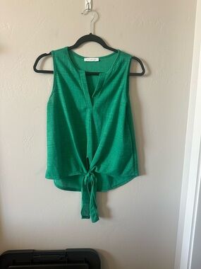 Ces Femme Emerald Green Tie-Front Tank Top